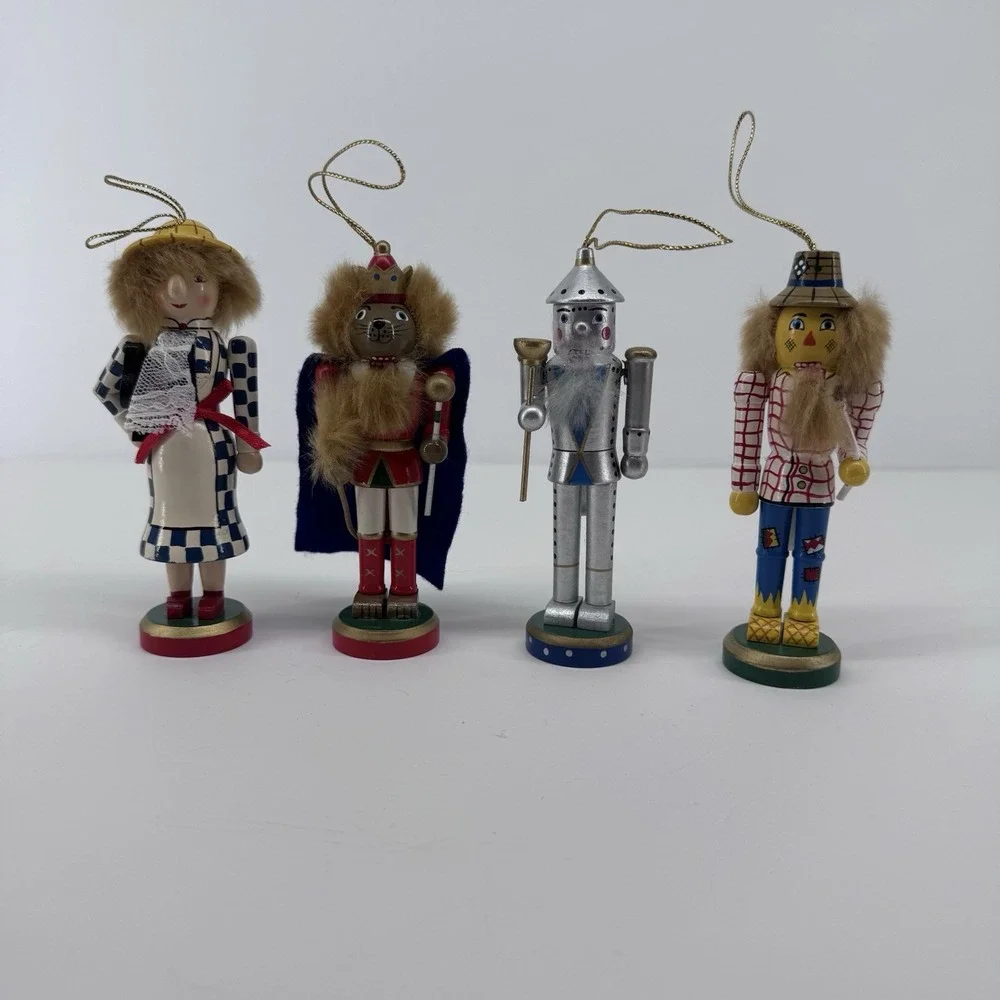 Wizard of Oz Wooden Nutcracker Christmas Ornaments Set of 4 Dorothy Tin Man
